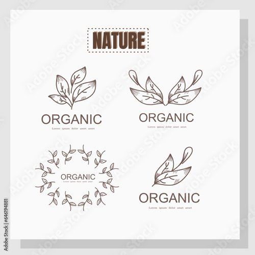 Vector natural eco product stamp brand logo for nature and healthy product brand logo set vector