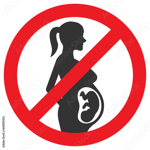 Vector illustration of pregnant women are prohibited icon in dark color and transparent background(png).