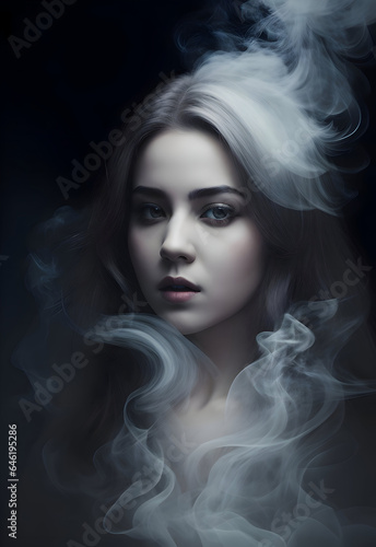 cute beautiful female ghost portrait, ghost woman, ghost lady