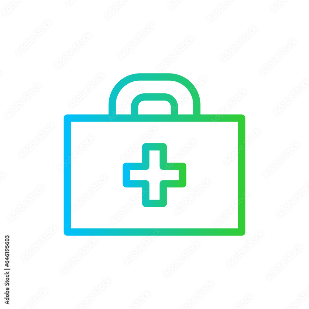 First aid kit medical and health icon with blue and green gradient outline style. care, health, medicine, doctor, medical, emergency, case. Vector Illustration First aid kit medical and health icon with blue and green gradient outline style. care, health, medicine, doctor, medical, emergency, case. Vector Illustration