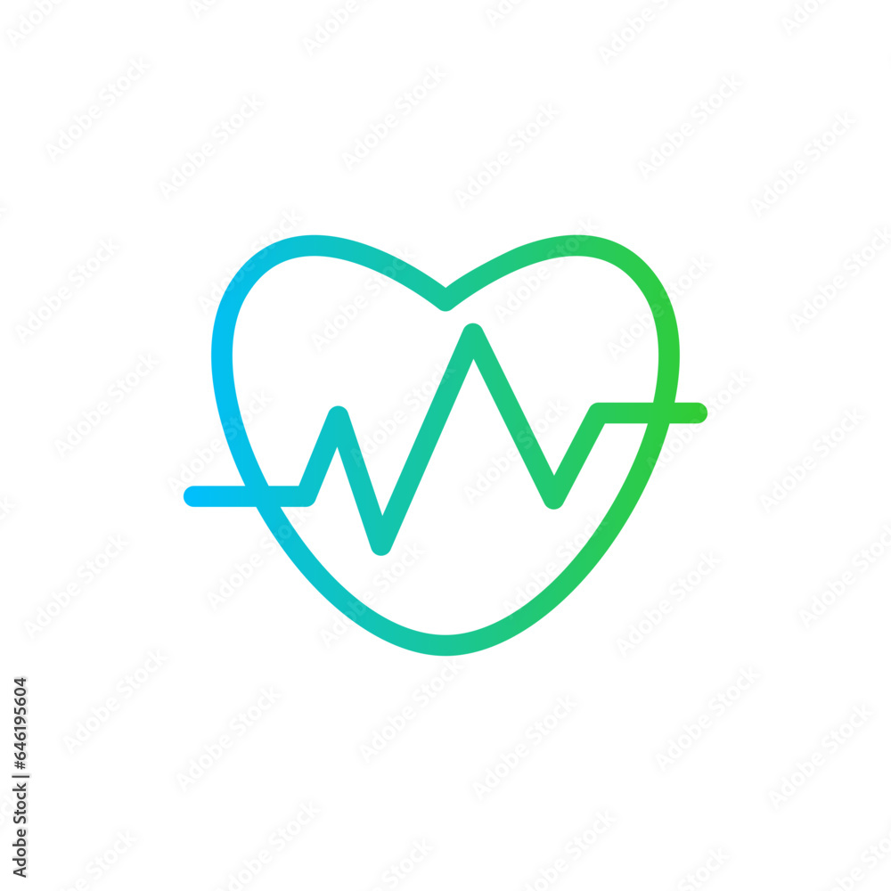 Heart beat medical and health icon with blue and green gradient outline style. health, heart, heartbeat, graphic, medical, care, isolated. Vector Illustration Heart beat medical and health icon with blue and green gradient outline style. health, heart, heartbeat, graphic, medical, care, isolated. Vector Illustration