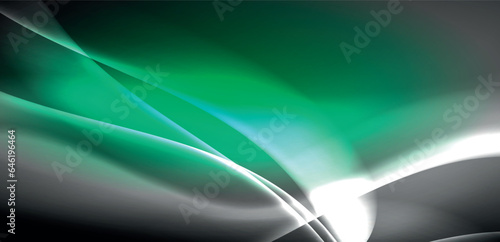 Neon-lit waves surge across background, mesmerizing dance of luminescence and motion. Dynamic backdrop captures essence of energy and modern aesthetics