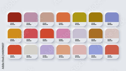 Color Palette, Procreate Color Swatches in RGB, HEX Colors, Bright Colour in HEX Codes Catalog, Paint Color Palette, Colorful Tones Pantone for Digital Art	