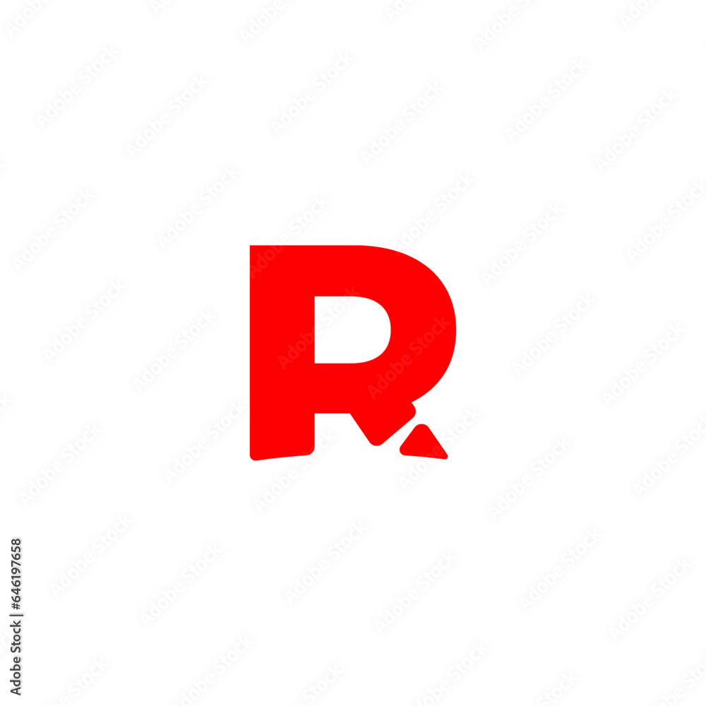 The initial R logo is red with legs apart The initial R logo is red with legs apart