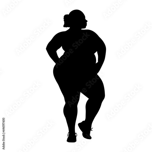 Vector illustration. Silhouette of a woman doing sports. Losing weight.