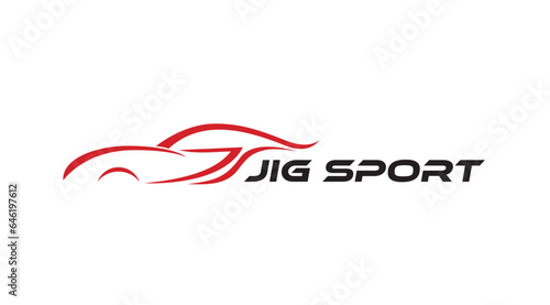 Sport car JS initial logo with red and black color for our company or business