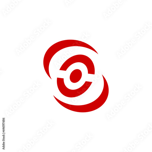 Logo letter s and o and arrow target with red color, suitable for a bow shop or the like