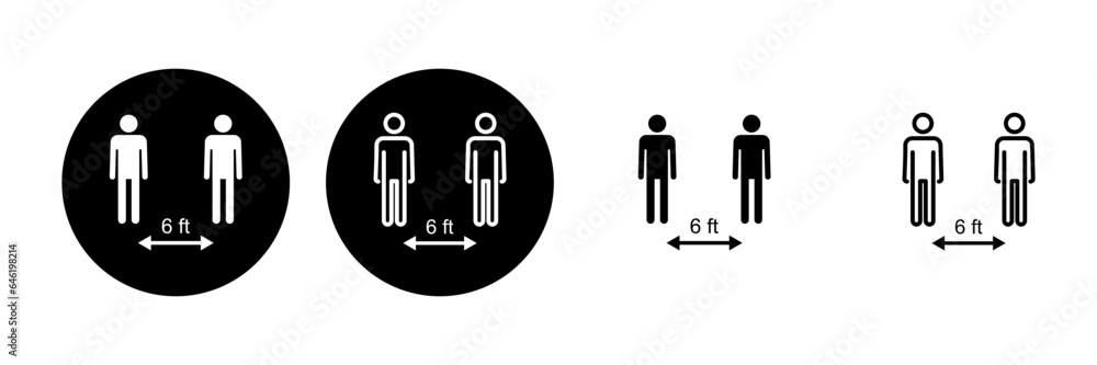 Social distance icon set. social distancing icon. self quarantine sign Social distance icon set. social distancing icon. self quarantine sign