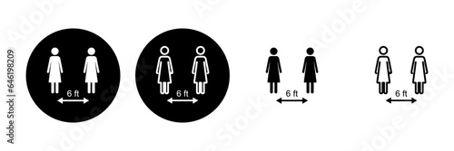 Social distancing icon set. social distance icon. self quarantine sign