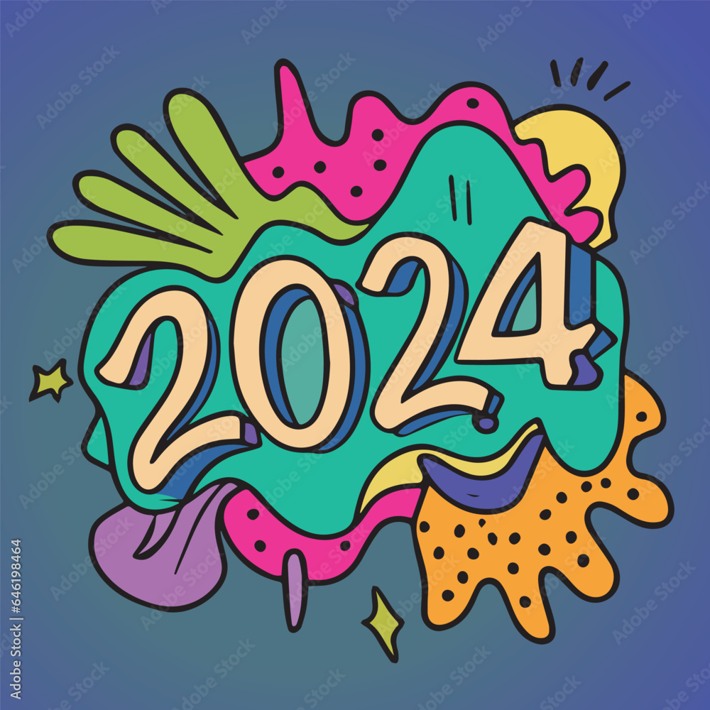 Fototapeta premium 2024 New Year Digital Font Design