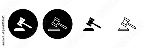 Gavel icon set. judge gavel icon vector. law icon vector. auction hammer