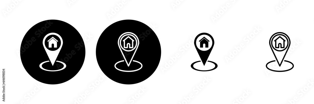 Address icon set. home location icon vector Address icon set. home location icon vector