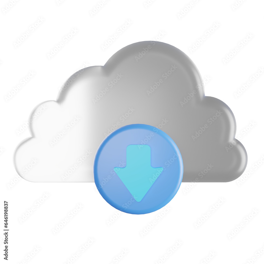 3d illustration cloud download icon 3d illustration cloud download icon