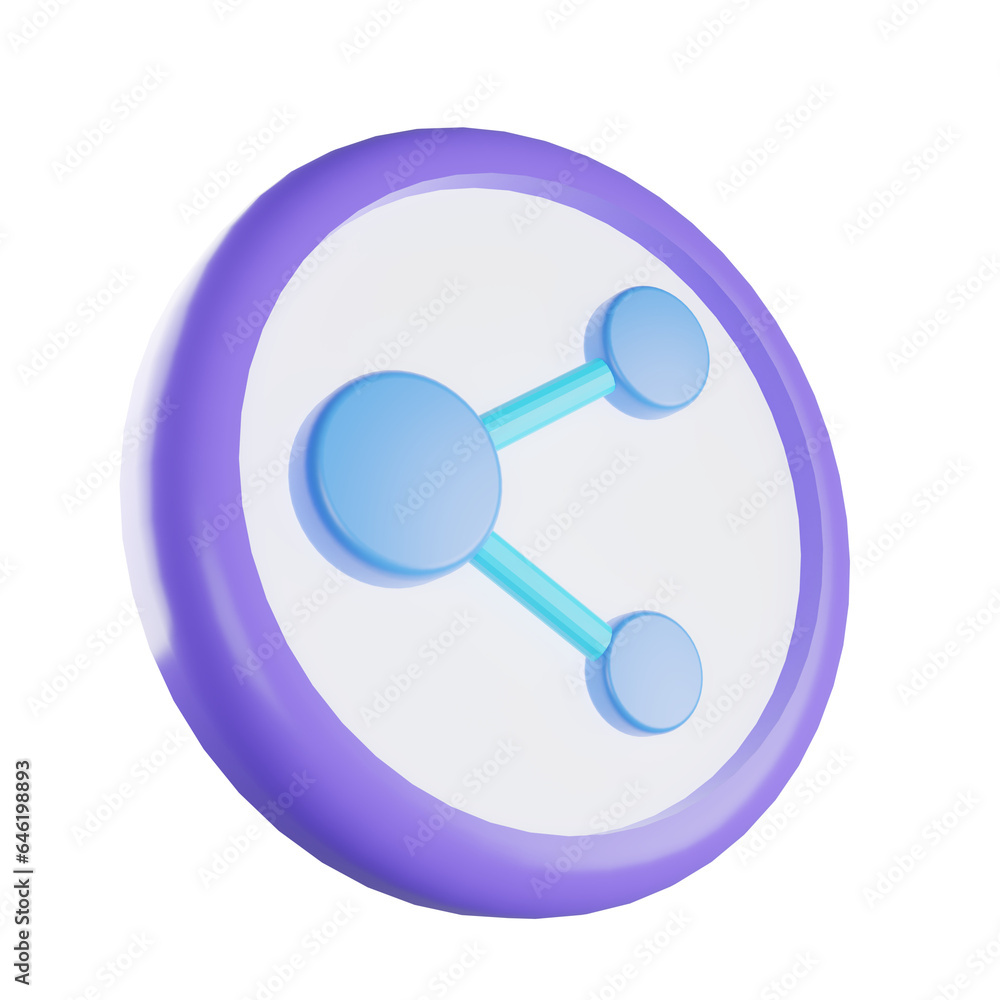 share 3d icon for media social share 3d icon for media social