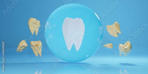 Whitening tooth treatment cleaning teeth medical dentist healthcare toothbrush treatment root whitening background 3D RENDER.