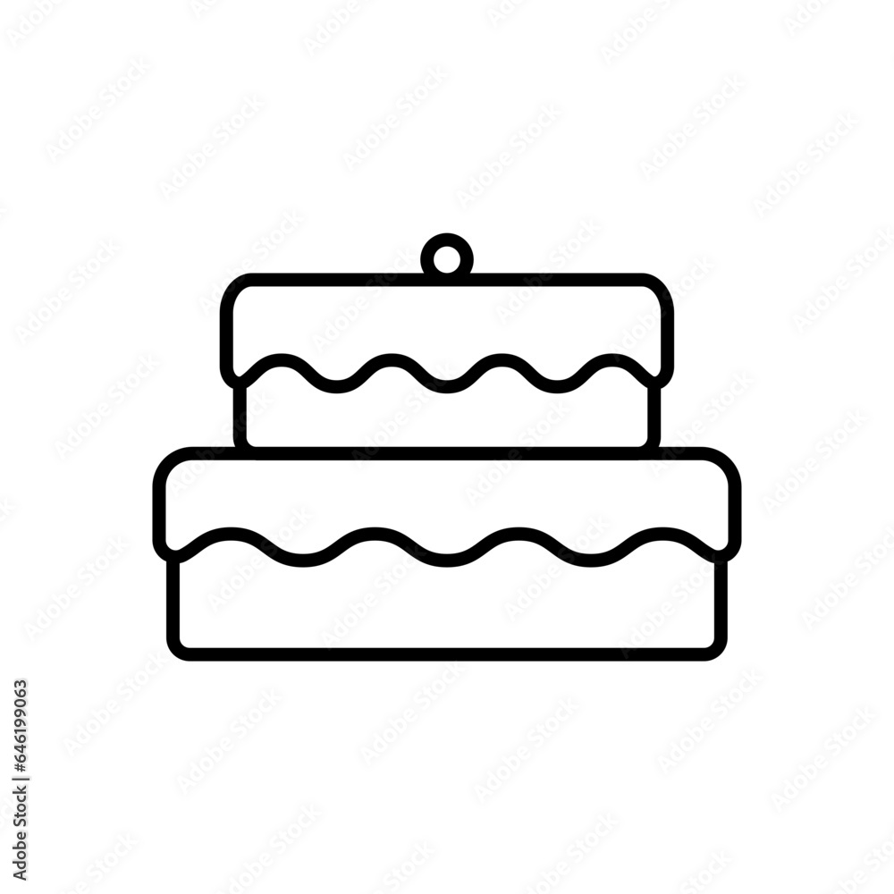 Birthday cake food and drink icon with black outline style. birthday, cake, celebration, dessert, bakery, sweet, candle. Vector illustration Birthday cake food and drink icon with black outline style. birthday, cake, celebration, dessert, bakery, sweet, candle. Vector illustration