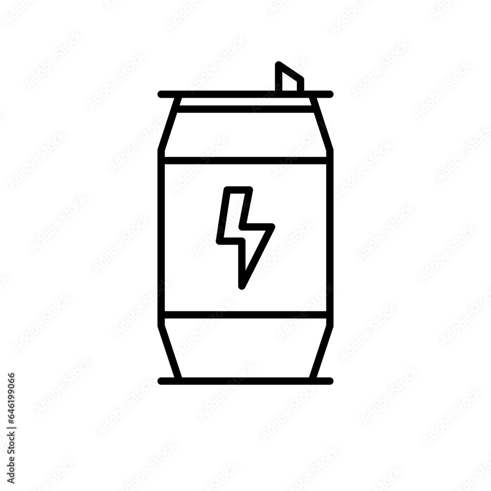 Energy drink food and drink icon with black outline style. water, energy, drink, symbol, beverage, soda, container. Vector illustration