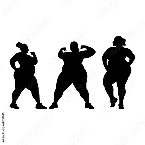 Vector illustration. Silhouette of a woman doing sports. Losing weight.