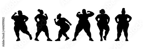 Vector illustration. Silhouette of a woman doing sports. Losing weight.