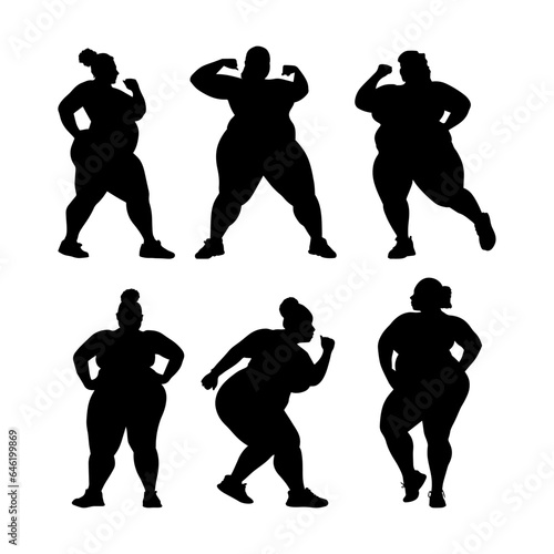 Vector illustration. Silhouette of a woman doing sports. Losing weight.