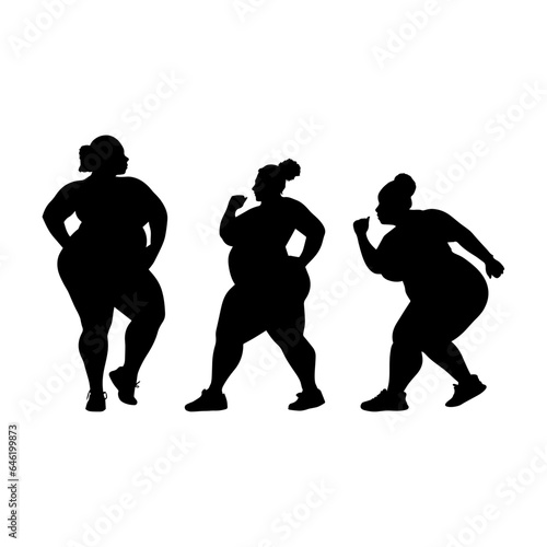 Vector illustration. Silhouette of a woman doing sports. Losing weight.