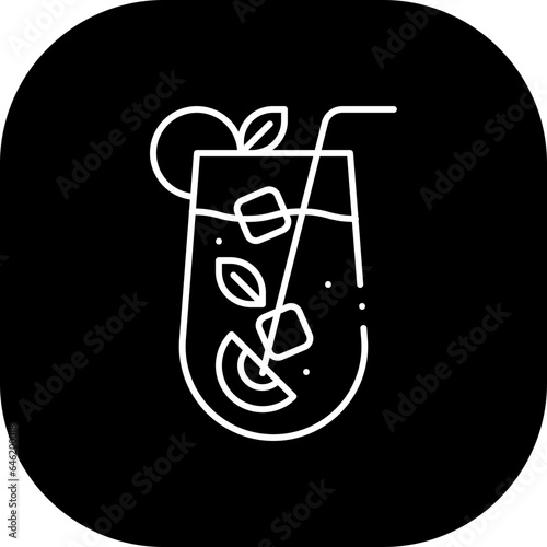 Mojito food and drink icon with black filled line outline. drink, mojito, mint, lime, ice, cocktail, alcohol. Vector illustration