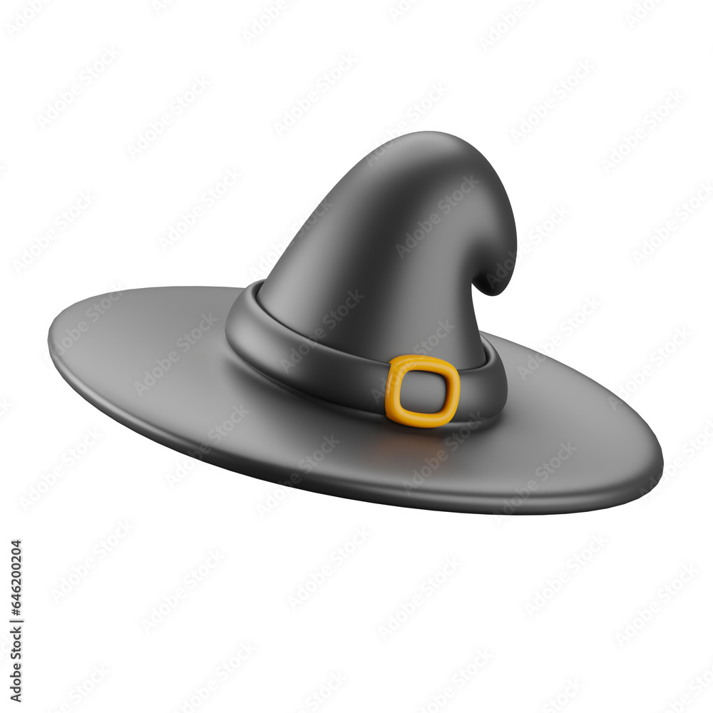 Fototapeta premium 3d icon of halloween witch hat.