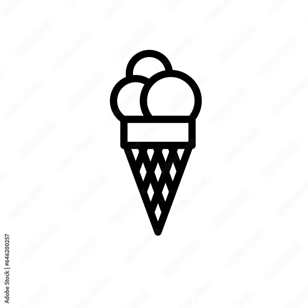 Ice cream food and drink icon with black outline style. sweet, cream, food, ice, summer, dessert, waffle. Vector illustration Ice cream food and drink icon with black outline style. sweet, cream, food, ice, summer, dessert, waffle. Vector illustration