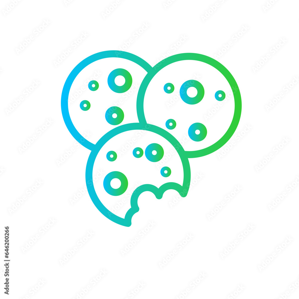 Cookies food and drink icon with blue and green gradient outline style. cookie, dessert, biscuit, pastry, sweet, bakery, chocolate. Vector illustration Cookies food and drink icon with blue and green gradient outline style. cookie, dessert, biscuit, pastry, sweet, bakery, chocolate. Vector illustration