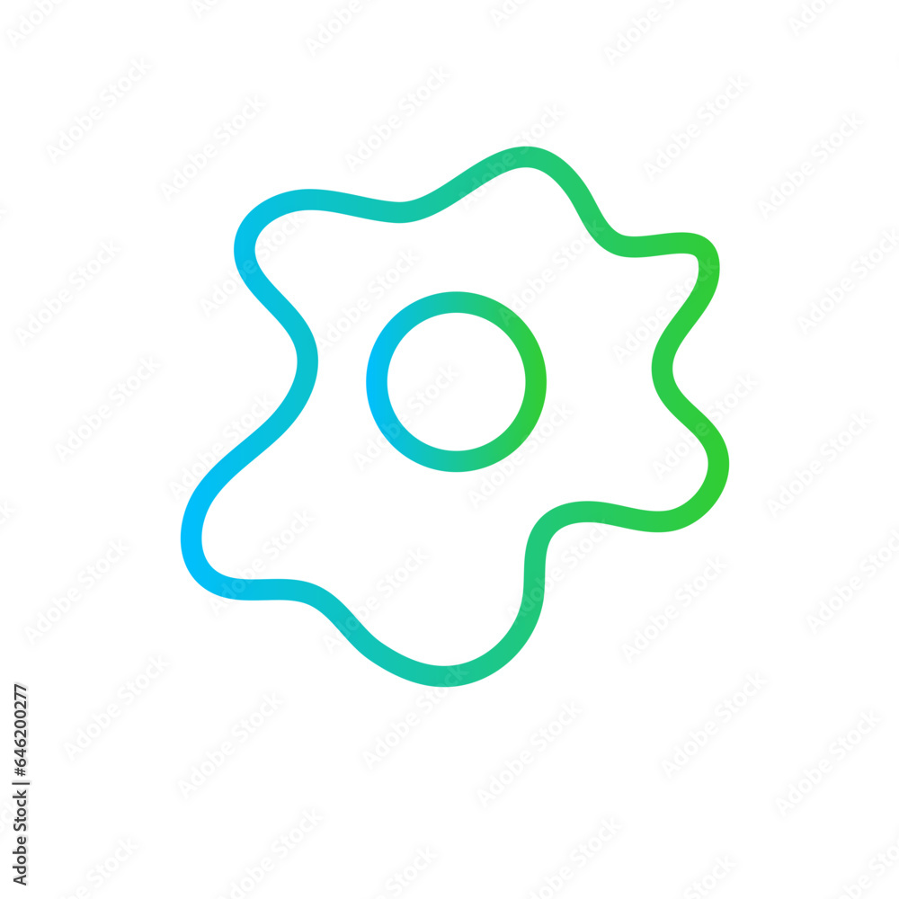 Boiled egg food and drink icon with blue and green gradient outline style. food, cooking, breakfast, symbol, isolated, egg, boiled. Vector illustration