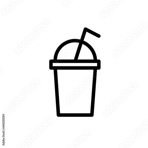 Milkshake food and drink icon with black outline style. milkshake, drink, ice, symbol, dessert, milk, cup. Vector illustration
