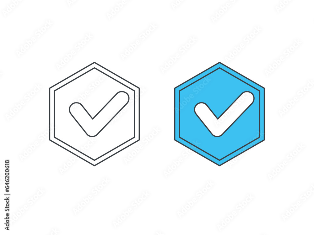 Hexagon check mark linear icon vector illustration Hexagon check mark linear icon vector illustration