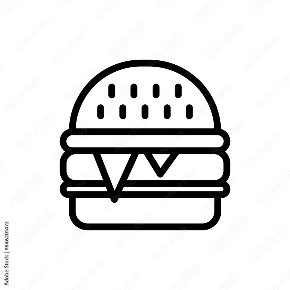 Burger food and drink icon with black outline style. burger, food, hamburger, symbol, fast, meat, sandwich. Vector illustration Burger food and drink icon with black outline style. burger, food, hamburger, symbol, fast, meat, sandwich. Vector illustration
