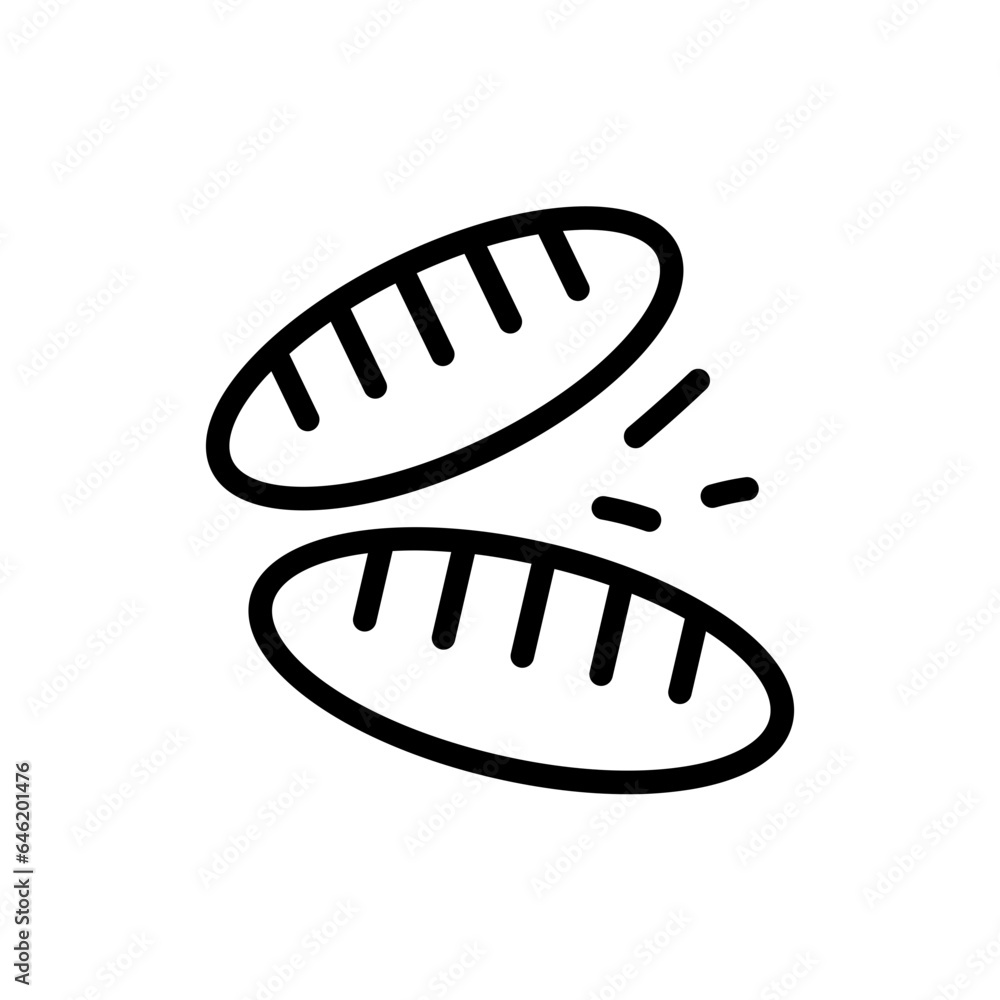 Bread food and drink icon with black outline style. bread, bakery, food, toast, loaf, wheat, meal. Vector illustration Bread food and drink icon with black outline style. bread, bakery, food, toast, loaf, wheat, meal. Vector illustration