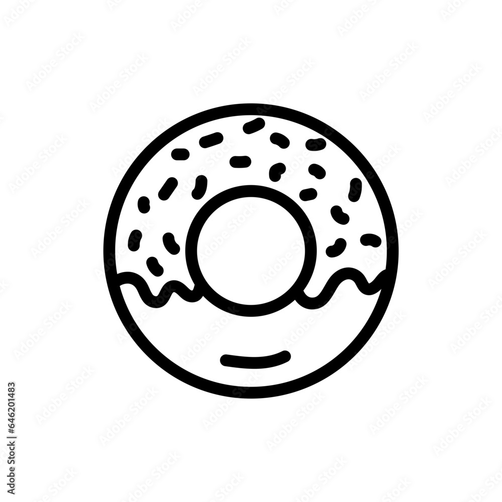 Donut food and drink icon with black outline style. donut, food, dessert, cake, bakery, sweet, snack. Vector illustration Donut food and drink icon with black outline style. donut, food, dessert, cake, bakery, sweet, snack. Vector illustration