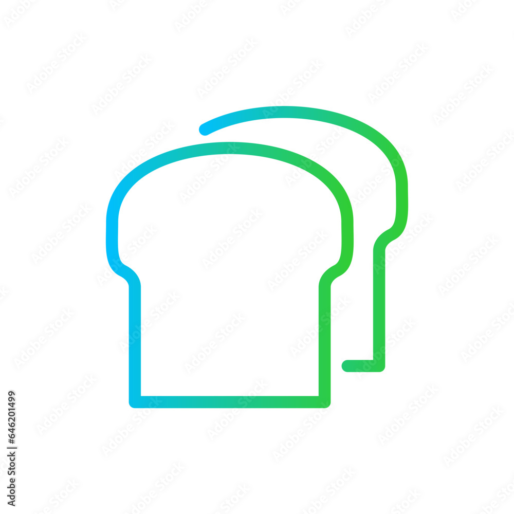Toast food and drink icon with blue and green gradient outline style. toast, meal, isolated, bread, food, line, breakfast. Vector illustration Toast food and drink icon with blue and green gradient outline style. toast, meal, isolated, bread, food, line, breakfast. Vector illustration
