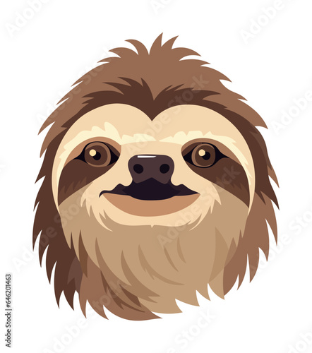 sloth head on white background