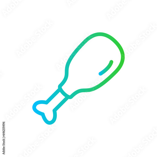 Chicken leg food and drink icon with blue and green gradient outline style. chicken, food, meat, meal, leg, isolated, dinner. Vector illustration