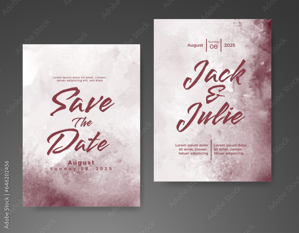 Wedding invitation with abstract watercolor background Wedding invitation with abstract watercolor background