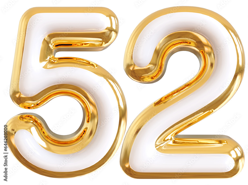 3d number 52 - gold number 3d number 52 - gold number