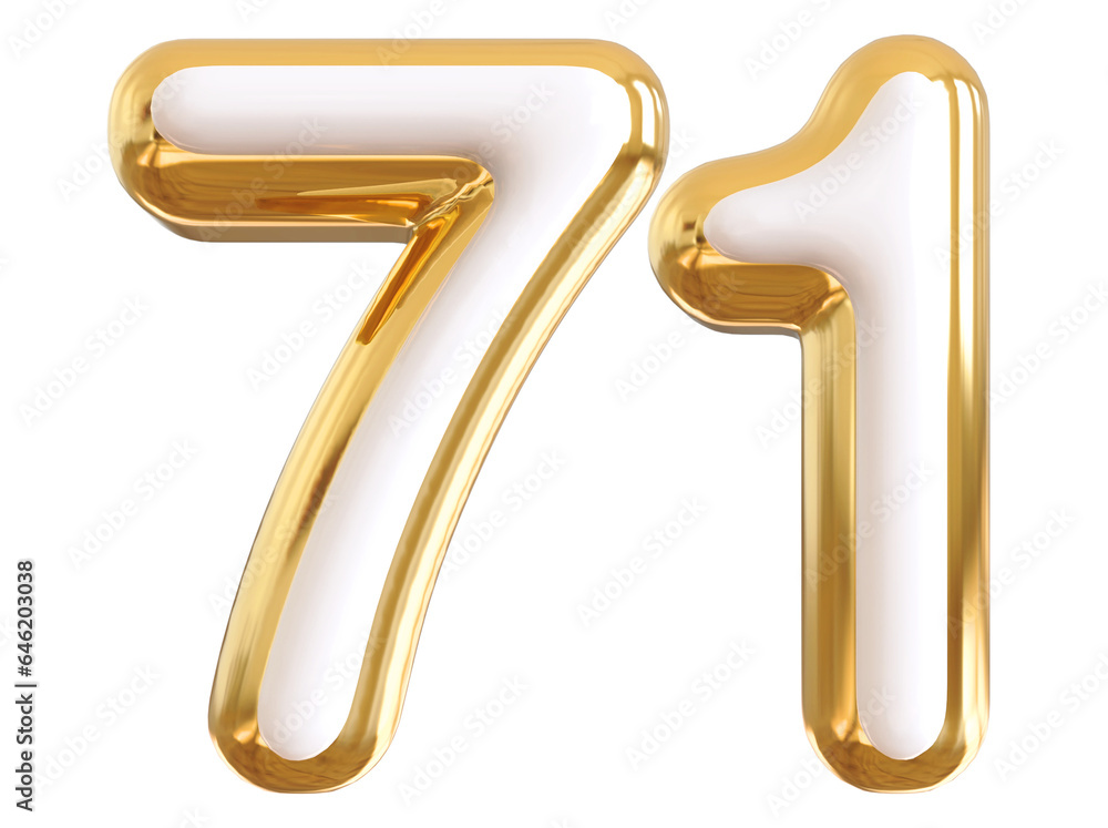 3d number 71 - gold number 3d number 71 - gold number
