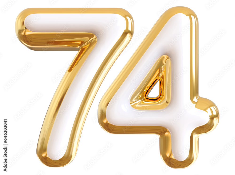 3d number 74 - gold number 3d number 74 - gold number
