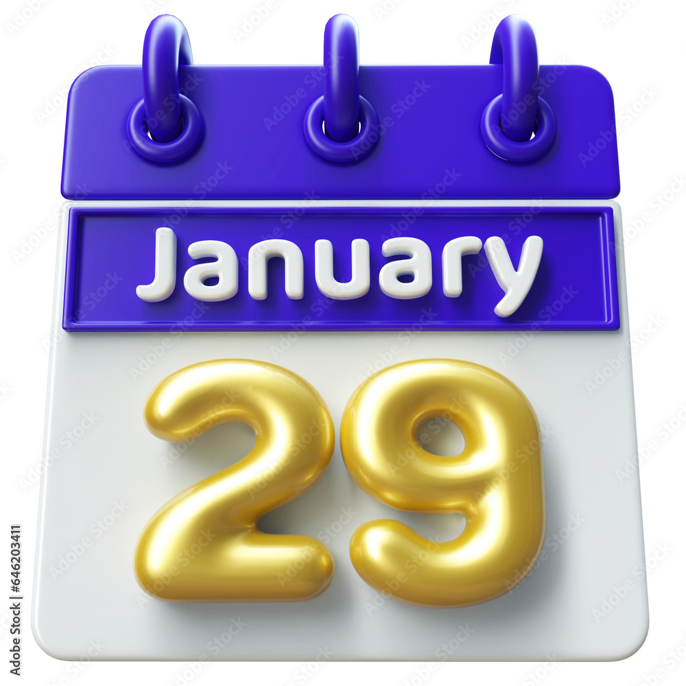 29th January - Icon 3d Calendar of Day 29th January - Icon 3d Calendar of Day