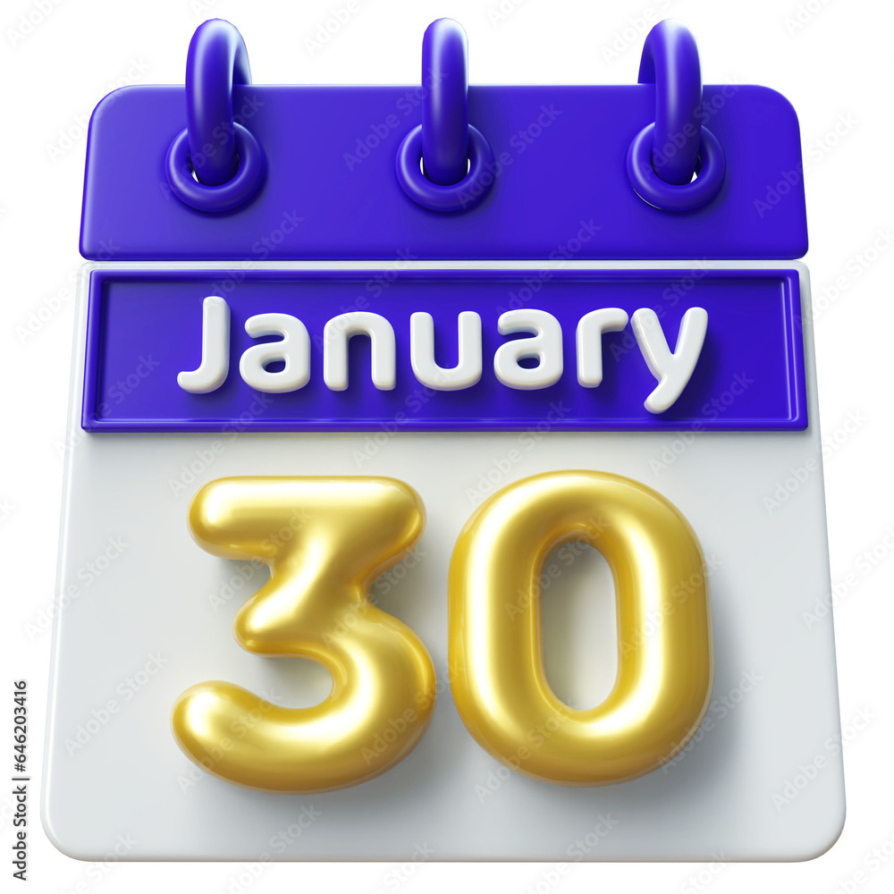 30th January - Icon 3d Calendar of Day 30th January - Icon 3d Calendar of Day