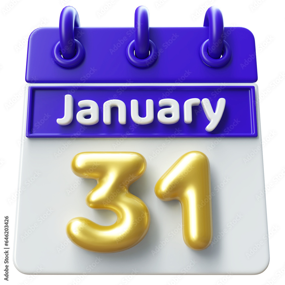 31st January - Icon 3d Calendar of Day 31st January - Icon 3d Calendar of Day
