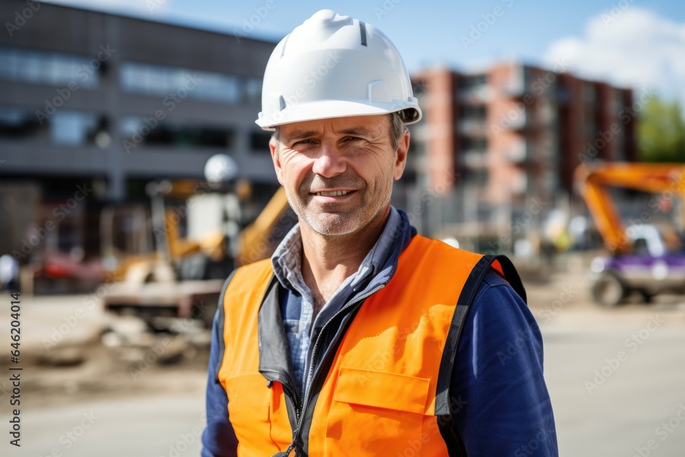 Smiling portrait of a happy male swedish developer or architect working on a construction site Smiling portrait of a happy male swedish developer or architect working on a construction site
