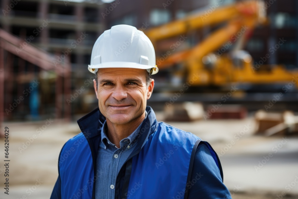 Smiling portrait of a happy male swedish developer or architect working on a construction site Smiling portrait of a happy male swedish developer or architect working on a construction site