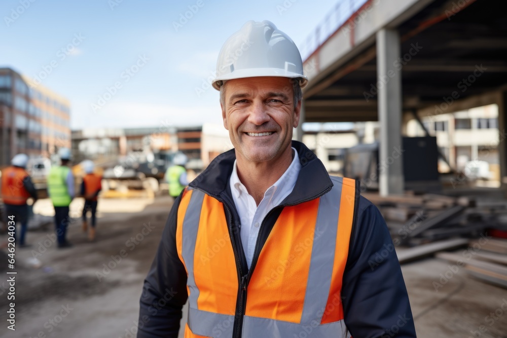 Smiling portrait of a happy male swedish developer or architect working on a construction site Smiling portrait of a happy male swedish developer or architect working on a construction site