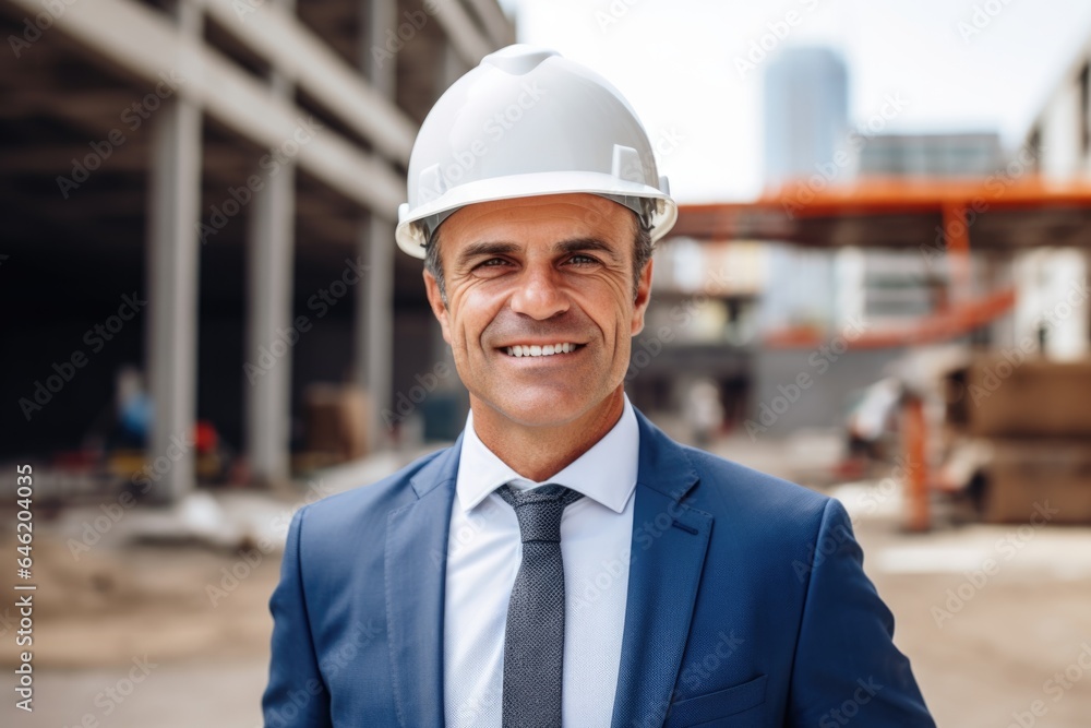 Smiling portrait of a happy male swedish developer or architect working on a construction site Smiling portrait of a happy male swedish developer or architect working on a construction site