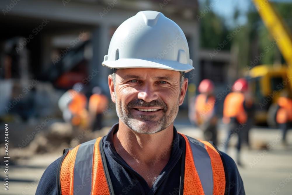 Smiling portrait of a happy male swedish developer or architect working on a construction site Smiling portrait of a happy male swedish developer or architect working on a construction site